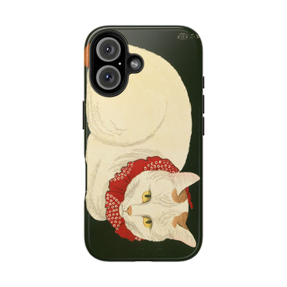 Taisho Era Lucky White Cat Phone Case | 1921 Japanese Woodblock Art | Zen Cat Design