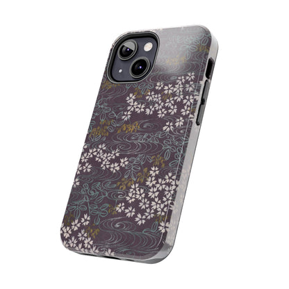 Meiji Era Sakura River Phone Case | 1901 Zuan Hyakushu | Wisteria Purple Japanese Art