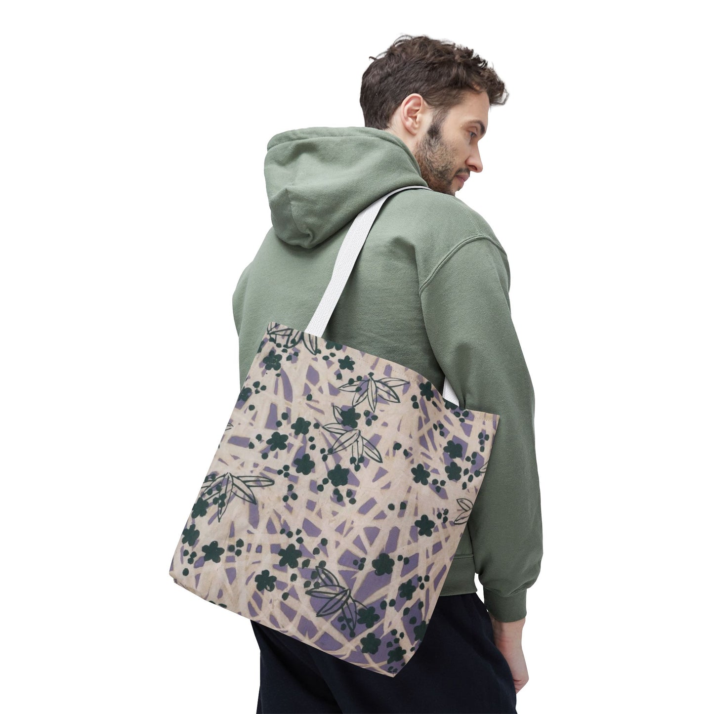 Meiji Era Bamboo & Flower Tote Bag | 1901 Zuan Hyakushu | Purple & Green Japanese Art