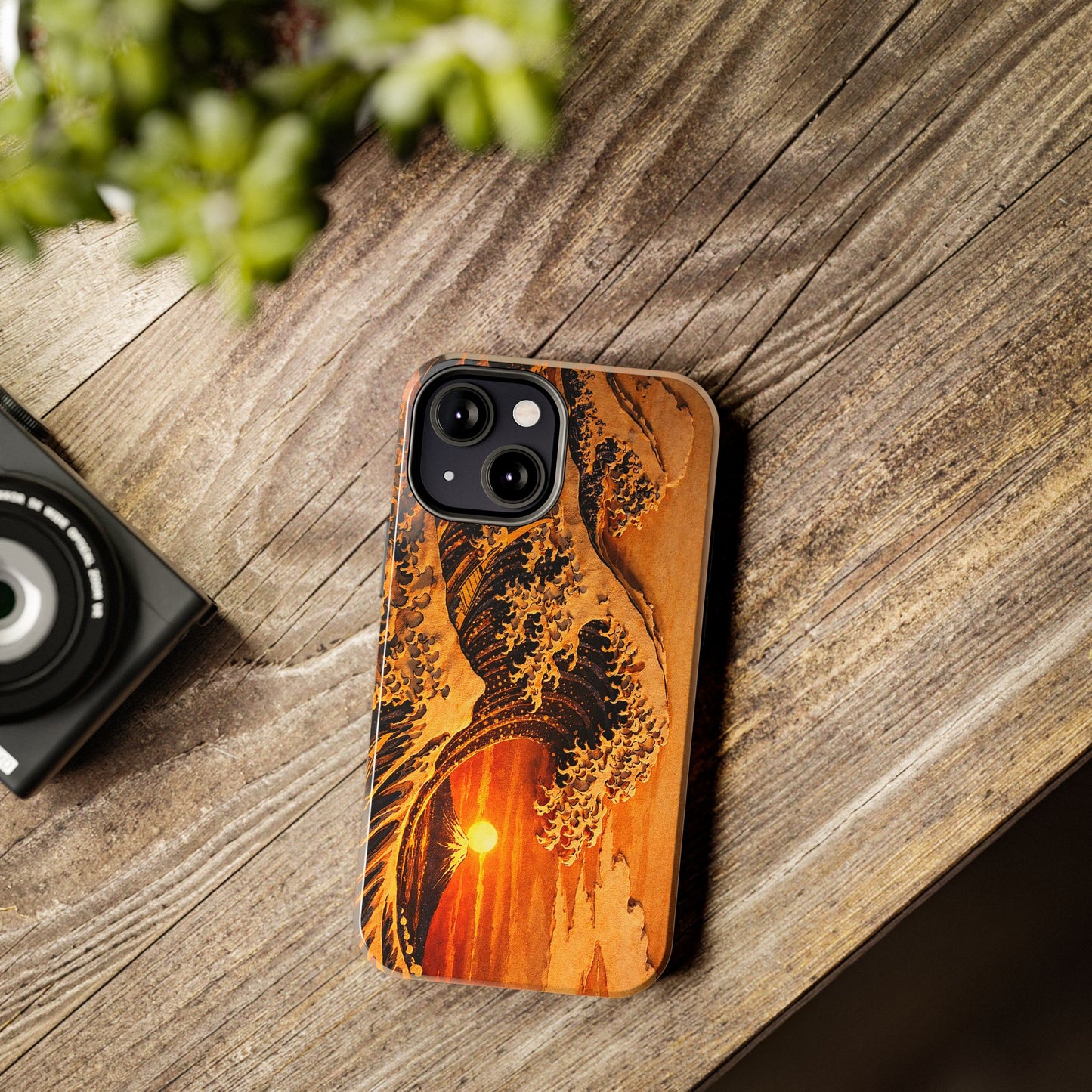Golden Wave Tough Phone Case – Hokusai Sunset Japanese Art