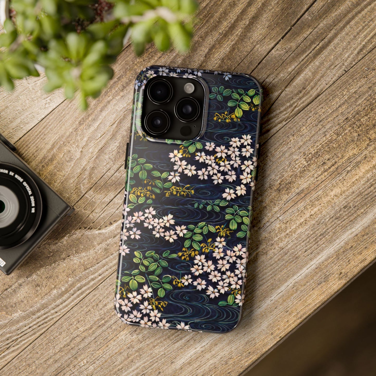 Sakura River Night Phone Case – Japanese Chiyogami Inspired Design