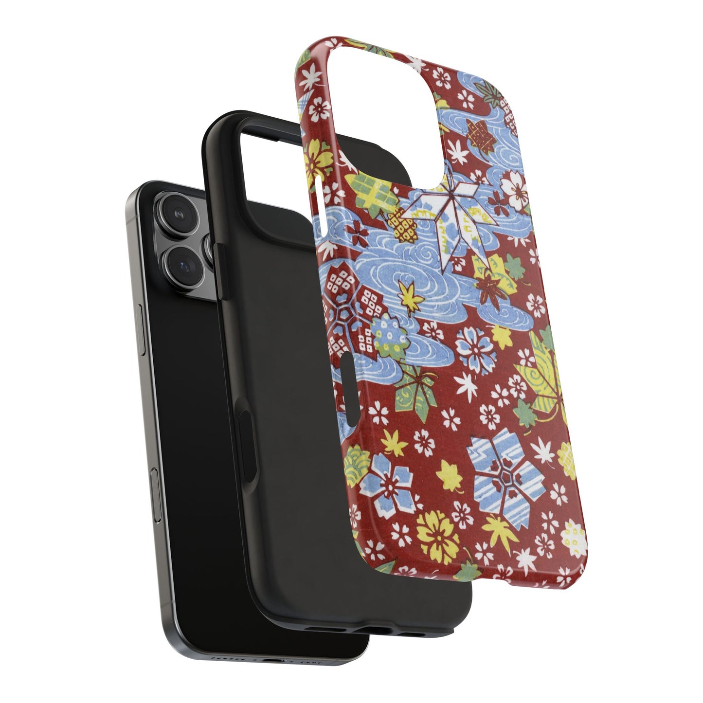 Taisho Umbrella Tales | 1926 Sakura, Momiji & Flowing Water Phone Case | Vintage Chiyogami Art