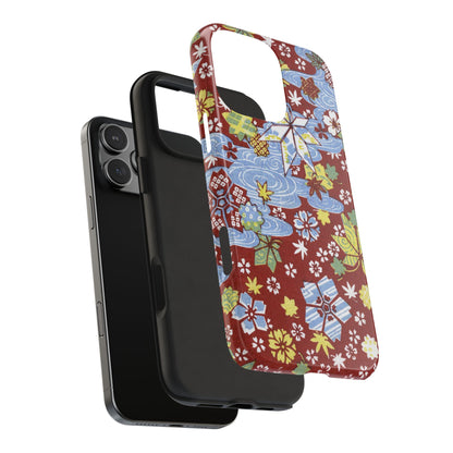 Taisho Umbrella Tales | 1926 Sakura, Momiji & Flowing Water Phone Case | Vintage Chiyogami Art