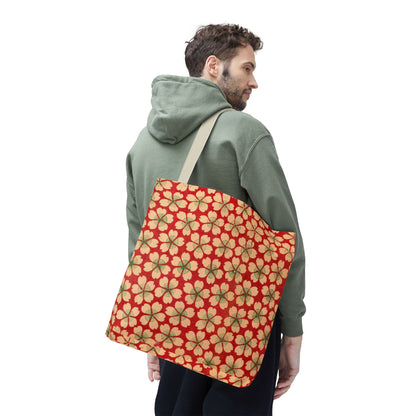 Meiji Era Sakura Blossom Tote Bag | "Chiyogami Mihon" Japanese Archive Art | Red & White Floral