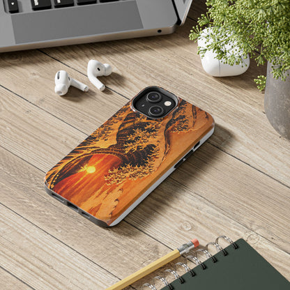 Golden Wave Tough Phone Case – Hokusai Sunset Japanese Art