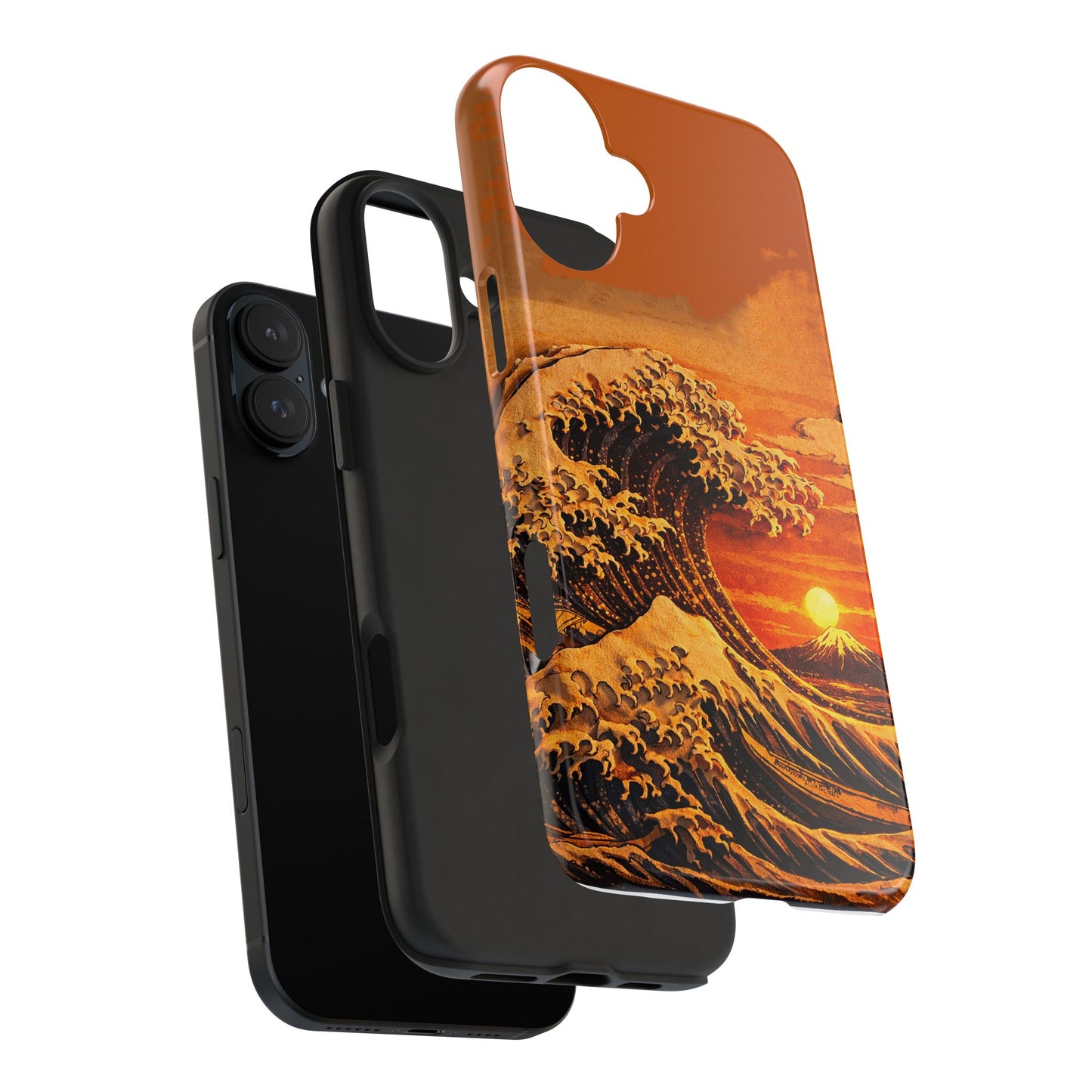 Japanese Great Wave Sunset Phone Case | Hokusai 3D Art Sunset Glow | Edo Era Masterpiece