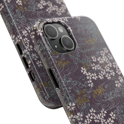 Meiji Era Sakura River Phone Case | 1901 Zuan Hyakushu | Wisteria Purple Japanese Art