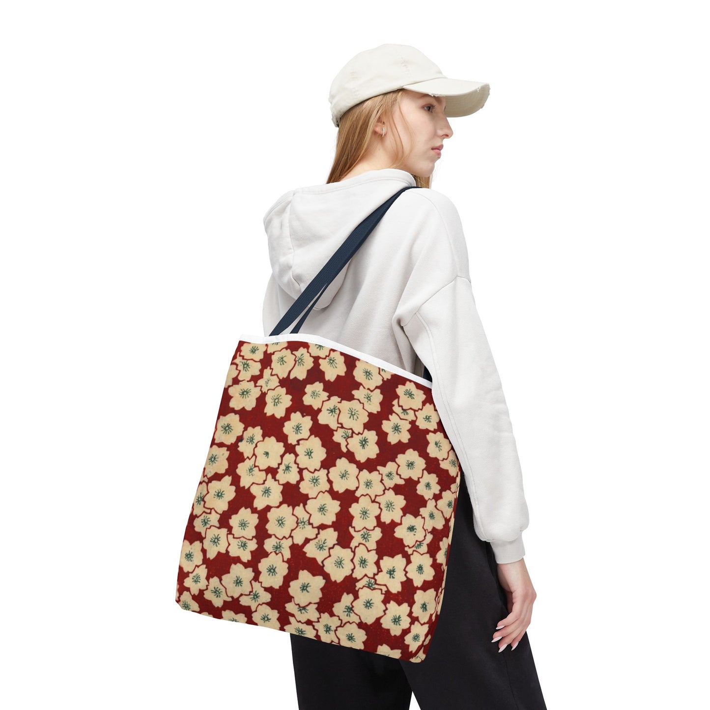 Japanese Sakura Tote Bag - Taisho Era Chiyogami Washi Pattern Vintage Design