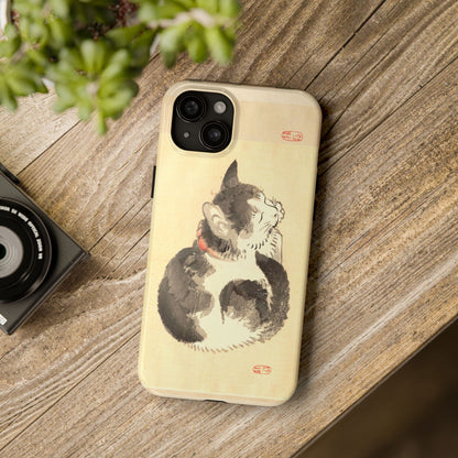 Sleeping Cat Japanese Art Phone Case | Meiji Era Bairei Kono Woodblock | Vintage Cat Illustration 1887