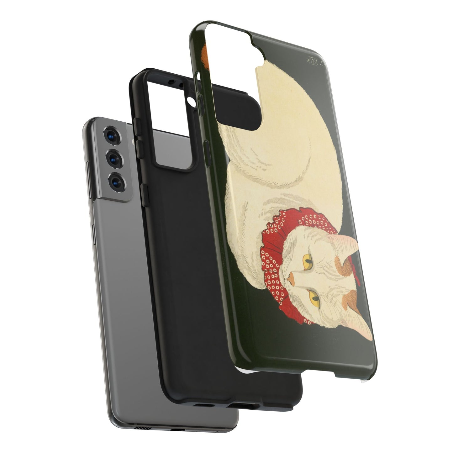 Taisho Era Lucky White Cat Phone Case | 1921 Japanese Woodblock Art | Zen Cat Design