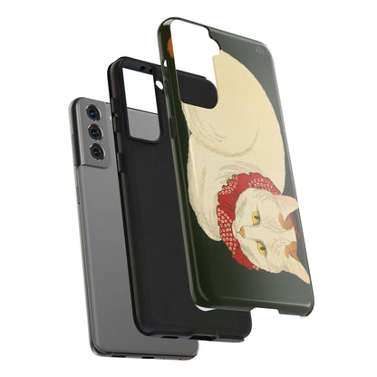 Taisho Era Lucky White Cat Phone Case | 1921 Japanese Woodblock Art | Zen Cat Design