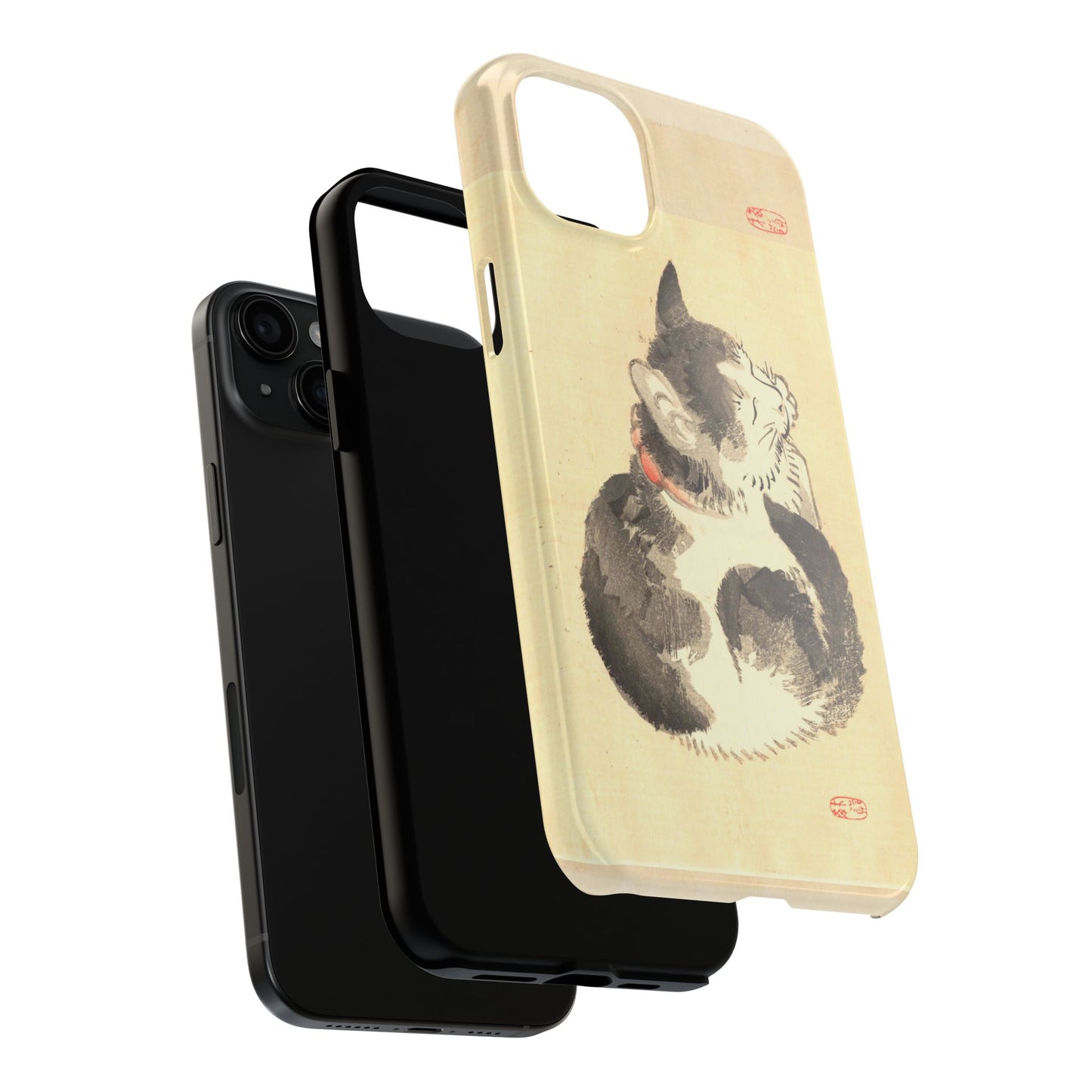 Sleeping Cat Japanese Art Phone Case | Meiji Era Bairei Kono Woodblock | Vintage Cat Illustration 1887