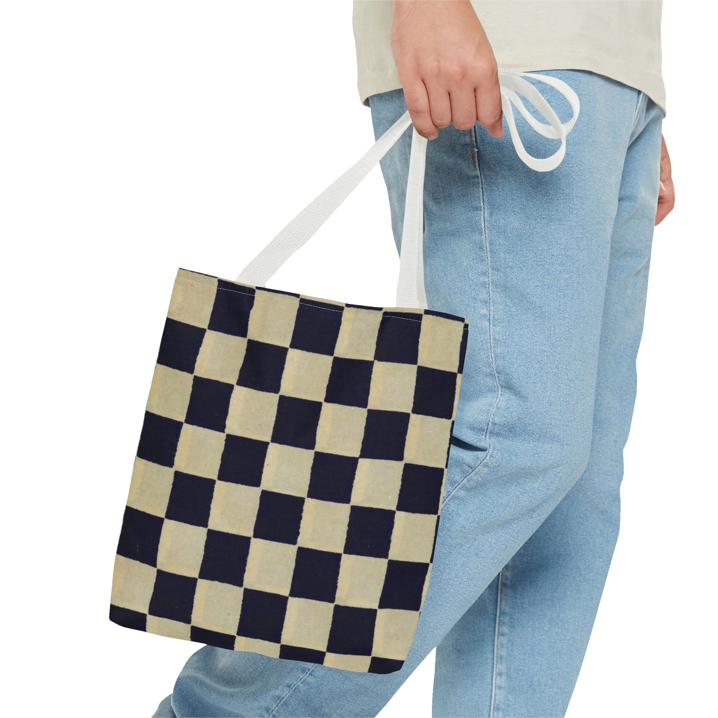Black & White Ichimatsu Checkered Tote Bag – Japanese Traditional Pattern, Minimalist Everyday Bag
