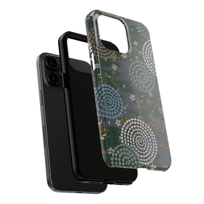 Meiji Era Uzumaki Spiral Phone Case | 1901 Zuan Hyakushu | Tokiwa Green Japanese Art