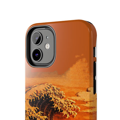 Japanese Great Wave Sunset Phone Case | Hokusai 3D Art Sunset Glow | Edo Era Masterpiece