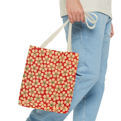 Meiji Era Sakura Blossom Tote Bag | "Chiyogami Mihon" Japanese Archive Art | Red & White Floral
