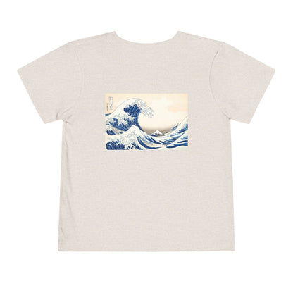 Great Wave off Kanagawa Toddler T-Shirt - Hokusai Japanese Art Back Print Kids Tee
