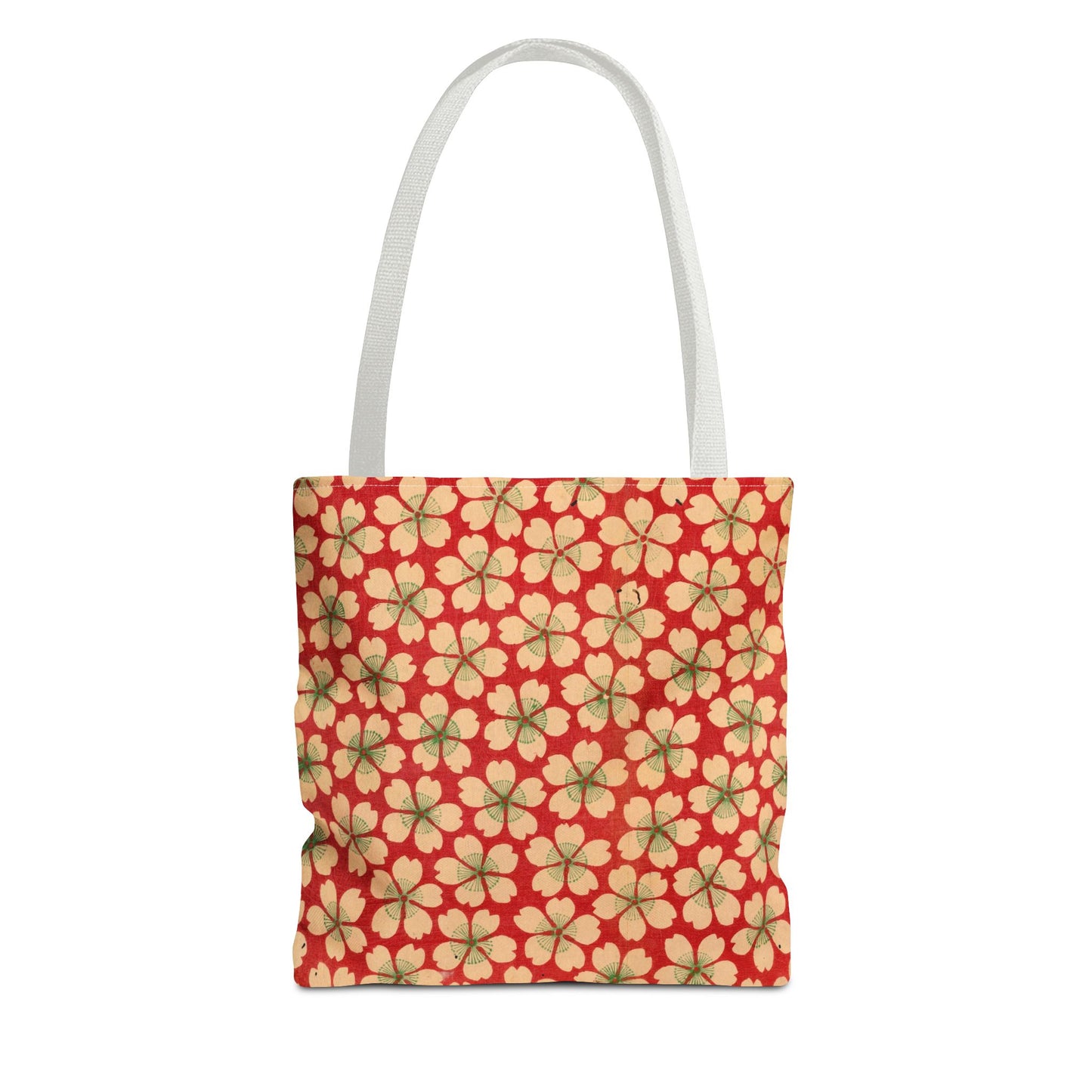 Meiji Era Sakura Blossom Tote Bag | "Chiyogami Mihon" Japanese Archive Art | Red & White Floral