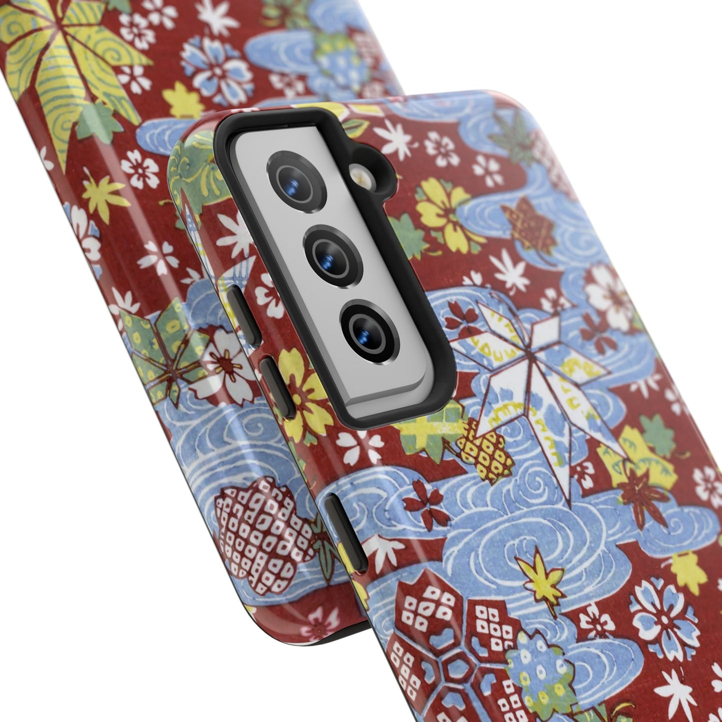 Taisho Umbrella Tales | 1926 Sakura, Momiji & Flowing Water Phone Case | Vintage Chiyogami Art
