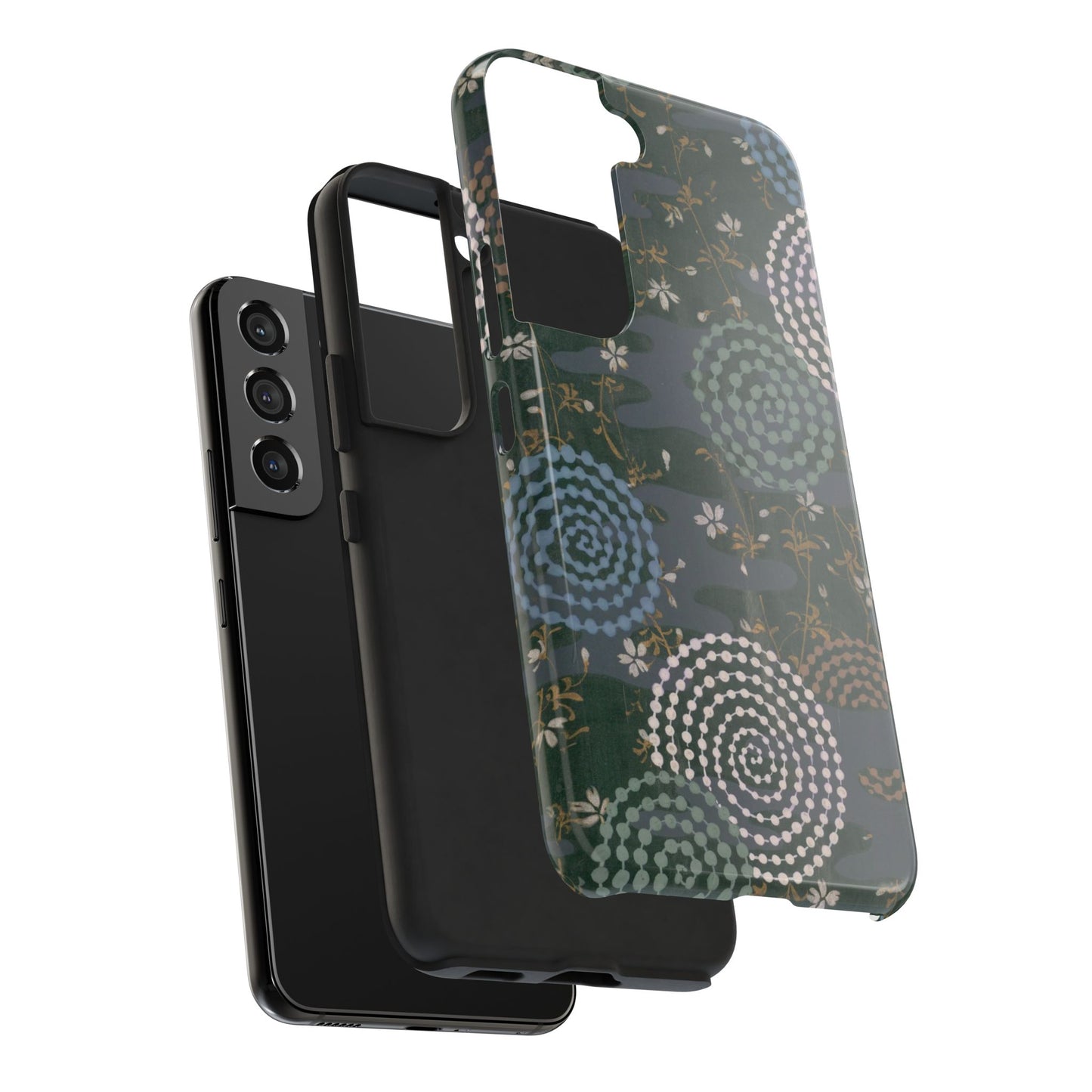 Meiji Era Uzumaki Spiral Phone Case | 1901 Zuan Hyakushu | Tokiwa Green Japanese Art