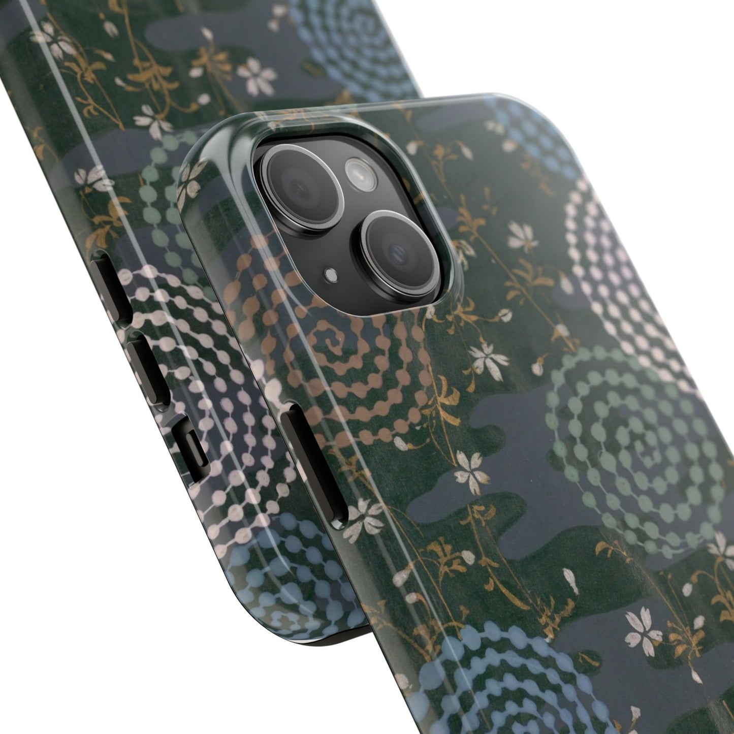 Meiji Era Uzumaki Spiral Phone Case | 1901 Zuan Hyakushu | Tokiwa Green Japanese Art