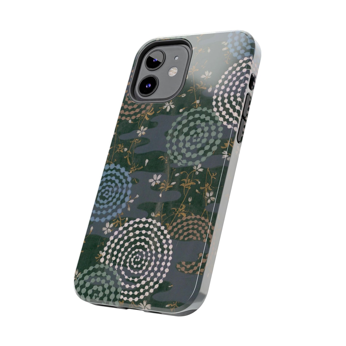 Meiji Era Uzumaki Spiral Phone Case | 1901 Zuan Hyakushu | Tokiwa Green Japanese Art
