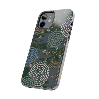 Meiji Era Uzumaki Spiral Phone Case | 1901 Zuan Hyakushu | Tokiwa Green Japanese Art