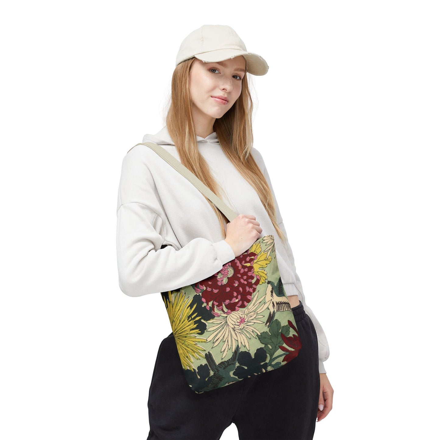 Japanese Chiyogami Floral Tote Bag – Traditional Washi Pattern Inspired by Taisho Era Design