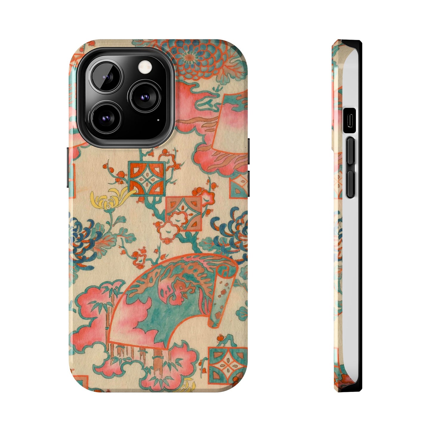 Meiji Era Fan & Chrysanthemum Phone Case | 1901 Zuan Hyakushu | Japanese Art