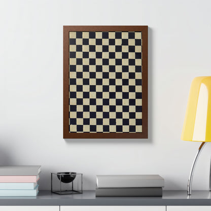 Taisho Era Ichimatsu Checkerboard Framed Poster - 1926 Japanese Chiyogami Wall Art