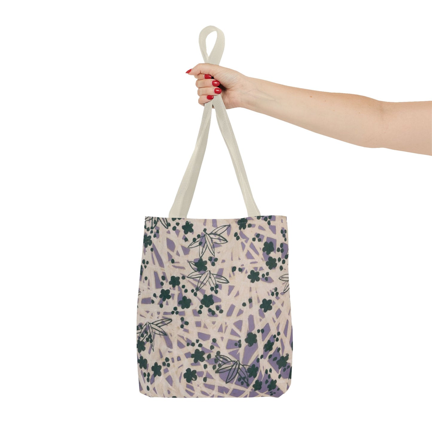 Meiji Era Bamboo & Flower Tote Bag | 1901 Zuan Hyakushu | Purple & Green Japanese Art