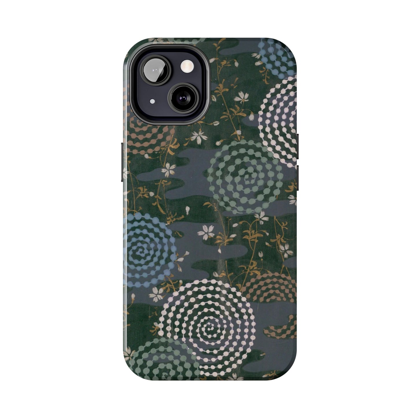 Meiji Era Uzumaki Spiral Phone Case | 1901 Zuan Hyakushu | Tokiwa Green Japanese Art