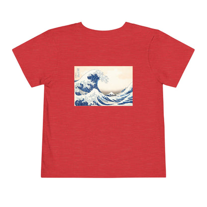 Great Wave off Kanagawa Toddler T-Shirt - Hokusai Japanese Art Back Print Kids Tee