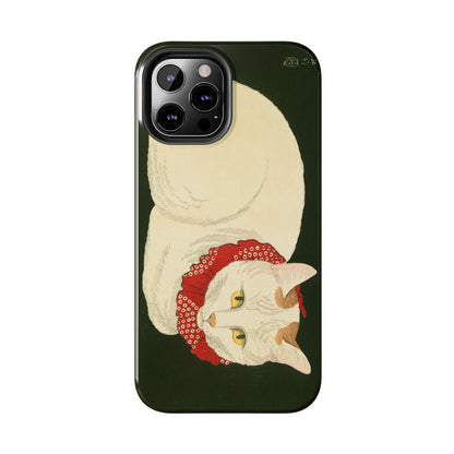 Taisho Era Lucky White Cat Phone Case | 1921 Japanese Woodblock Art | Zen Cat Design