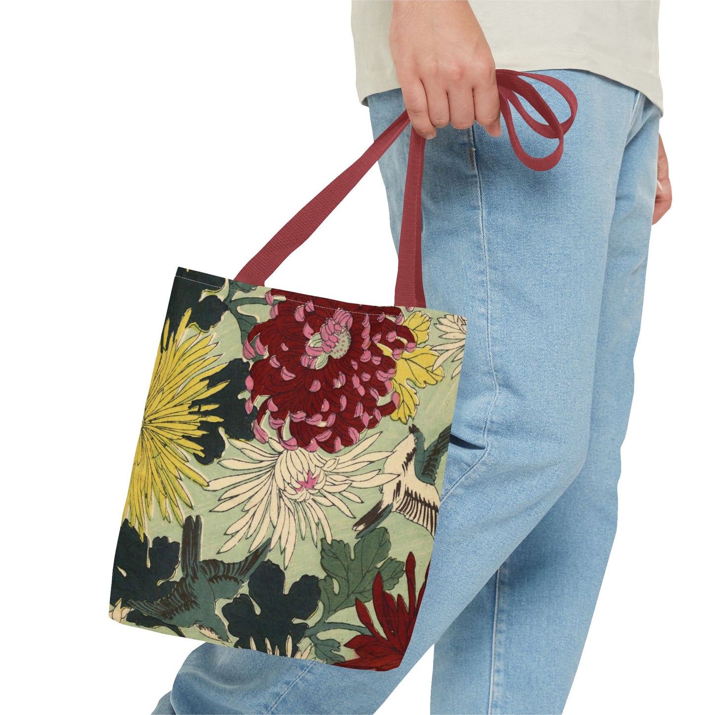 Japanese Chiyogami Floral Tote Bag – Traditional Washi Pattern Inspired by Taisho Era Design