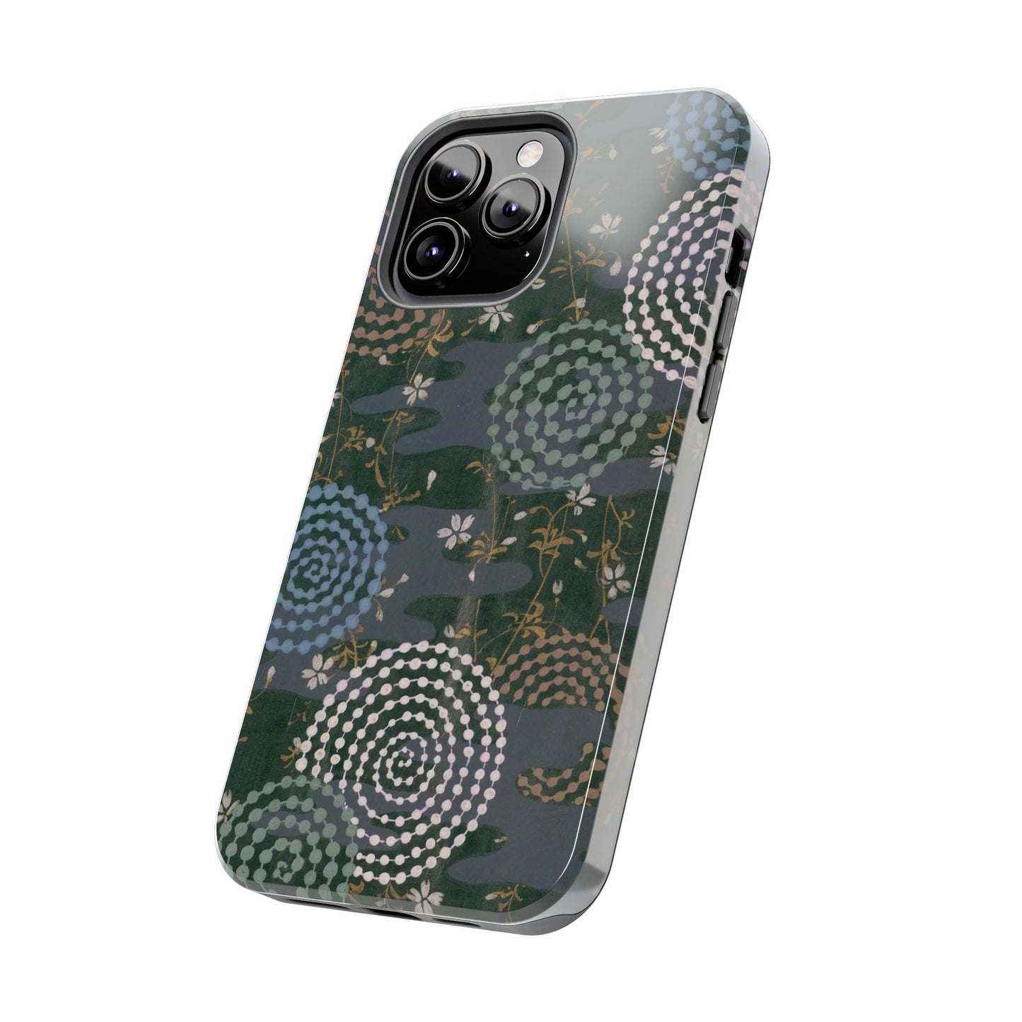 Meiji Era Uzumaki Spiral Phone Case | 1901 Zuan Hyakushu | Tokiwa Green Japanese Art