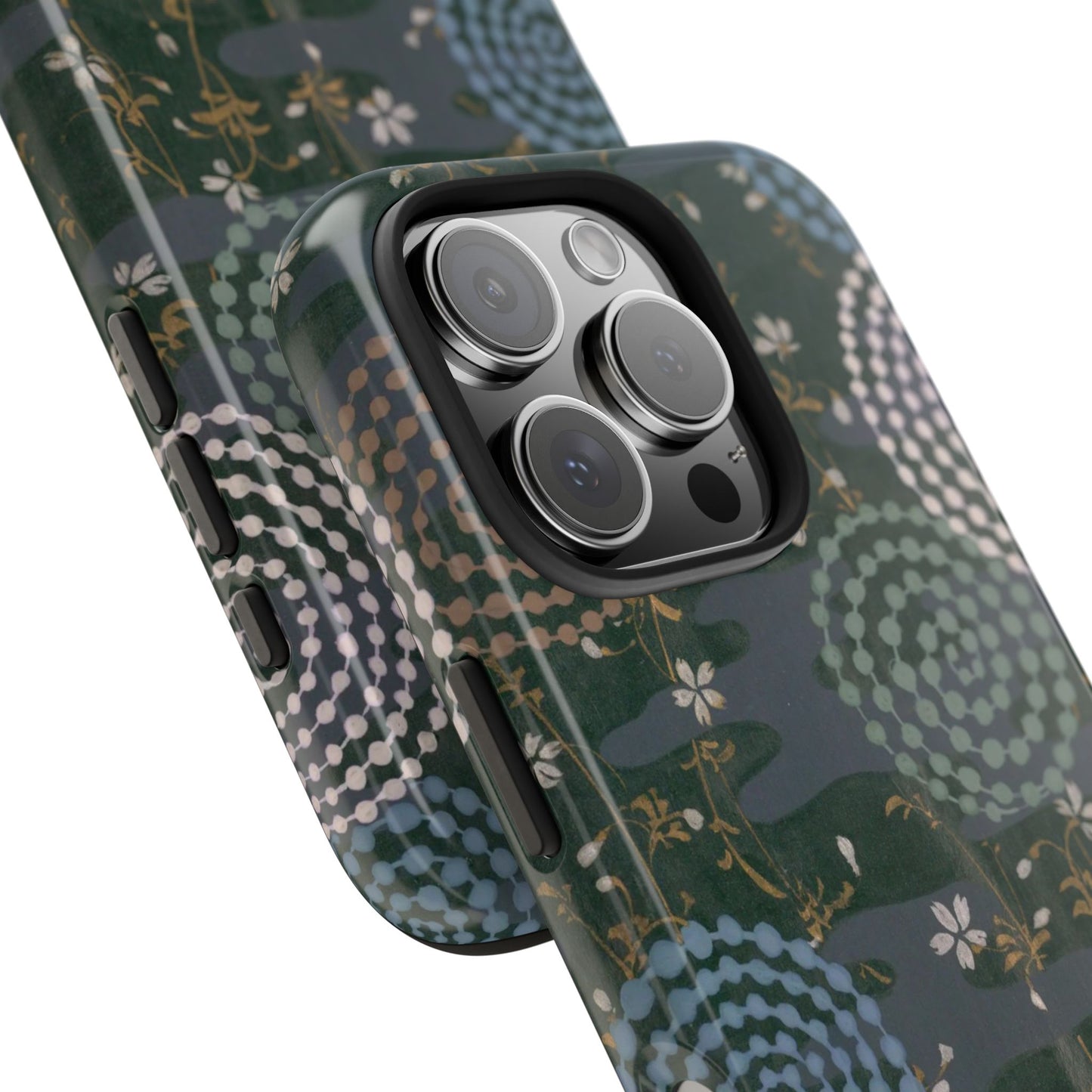 Meiji Era Uzumaki Spiral Phone Case | 1901 Zuan Hyakushu | Tokiwa Green Japanese Art