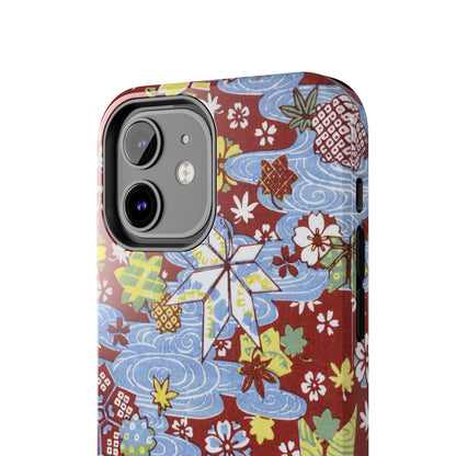 Taisho Umbrella Tales | 1926 Sakura, Momiji & Flowing Water Phone Case | Vintage Chiyogami Art