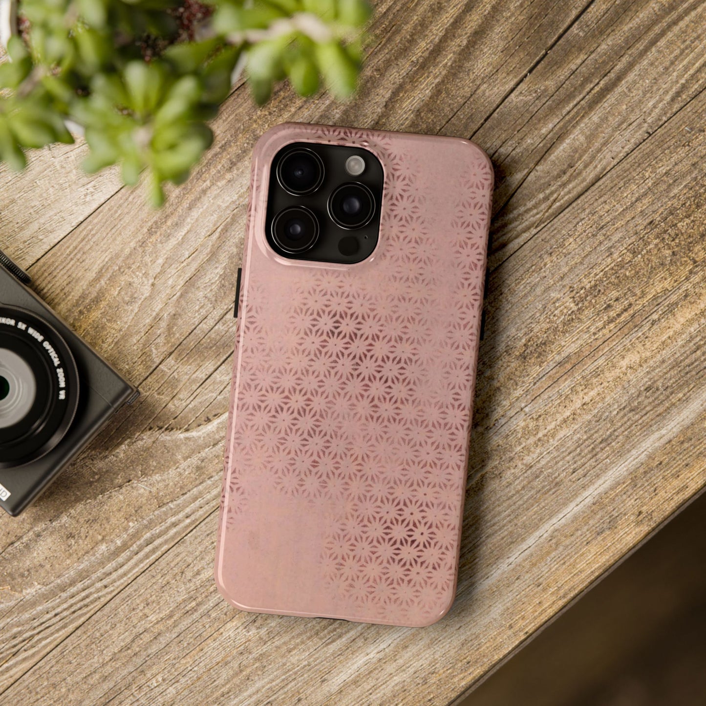 Taisho Era Pink Asanoha Phone Case | 1926 Japanese Chiyogami Art | Hemp Leaf Pattern