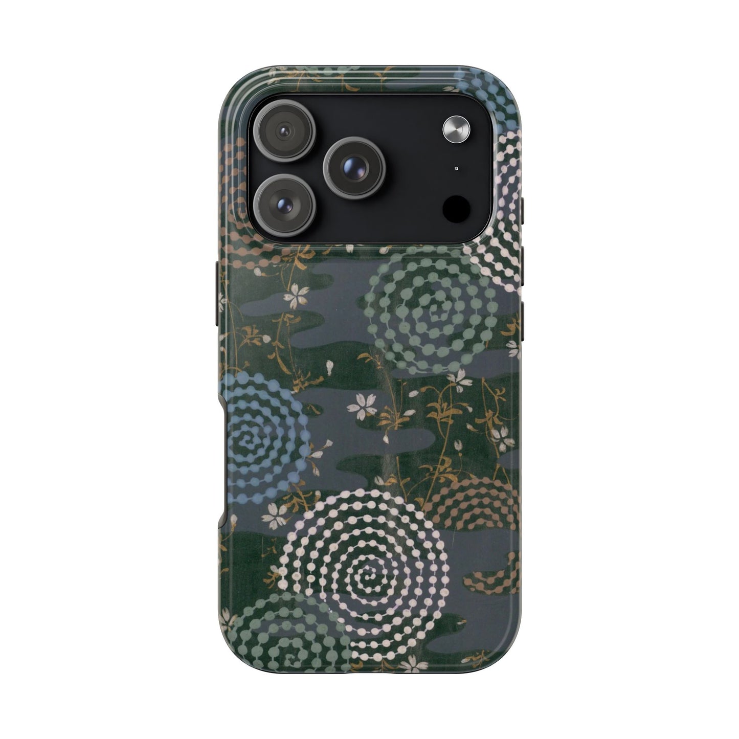 Meiji Era Uzumaki Spiral Phone Case | 1901 Zuan Hyakushu | Tokiwa Green Japanese Art