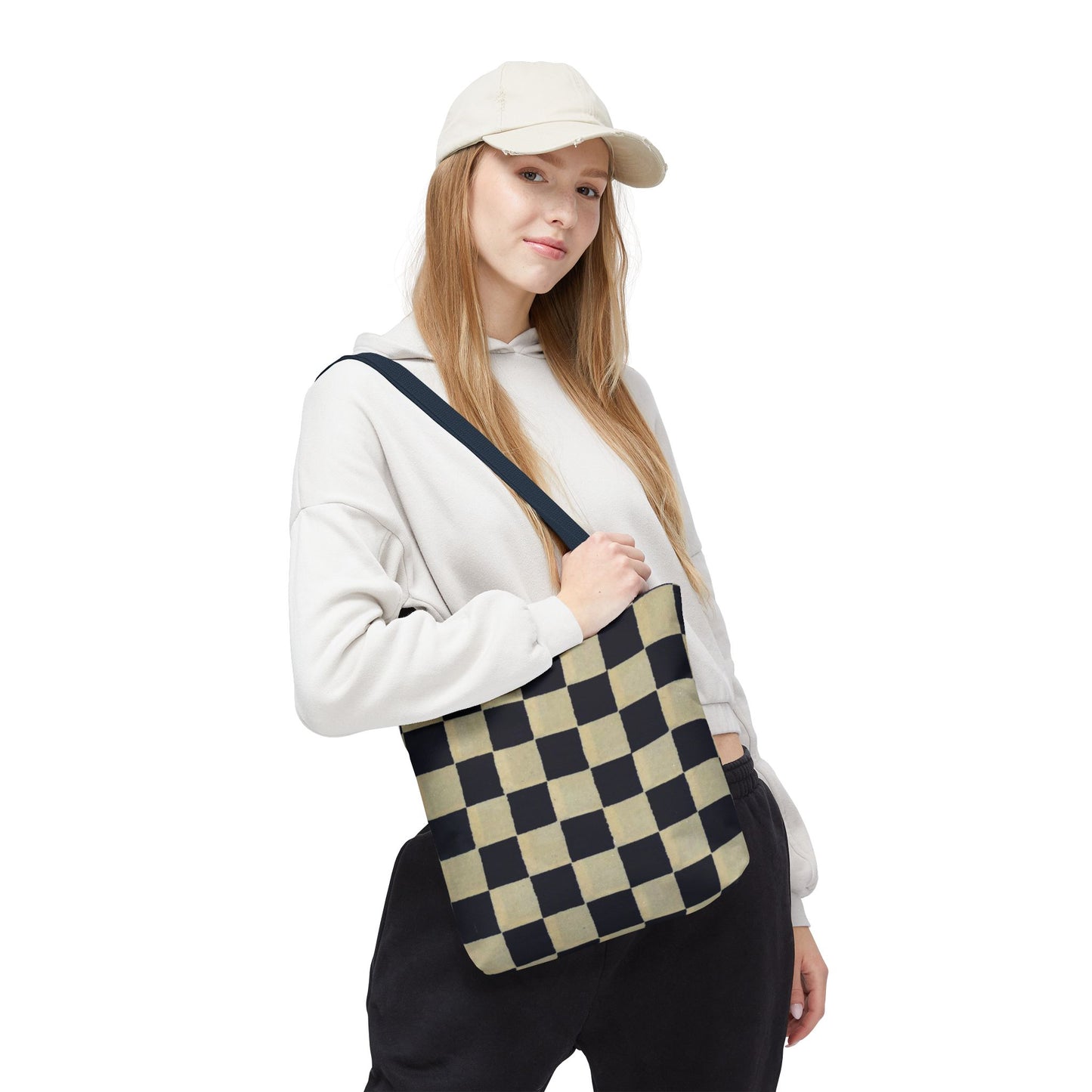 Black & White Ichimatsu Checkered Tote Bag – Japanese Traditional Pattern, Minimalist Everyday Bag