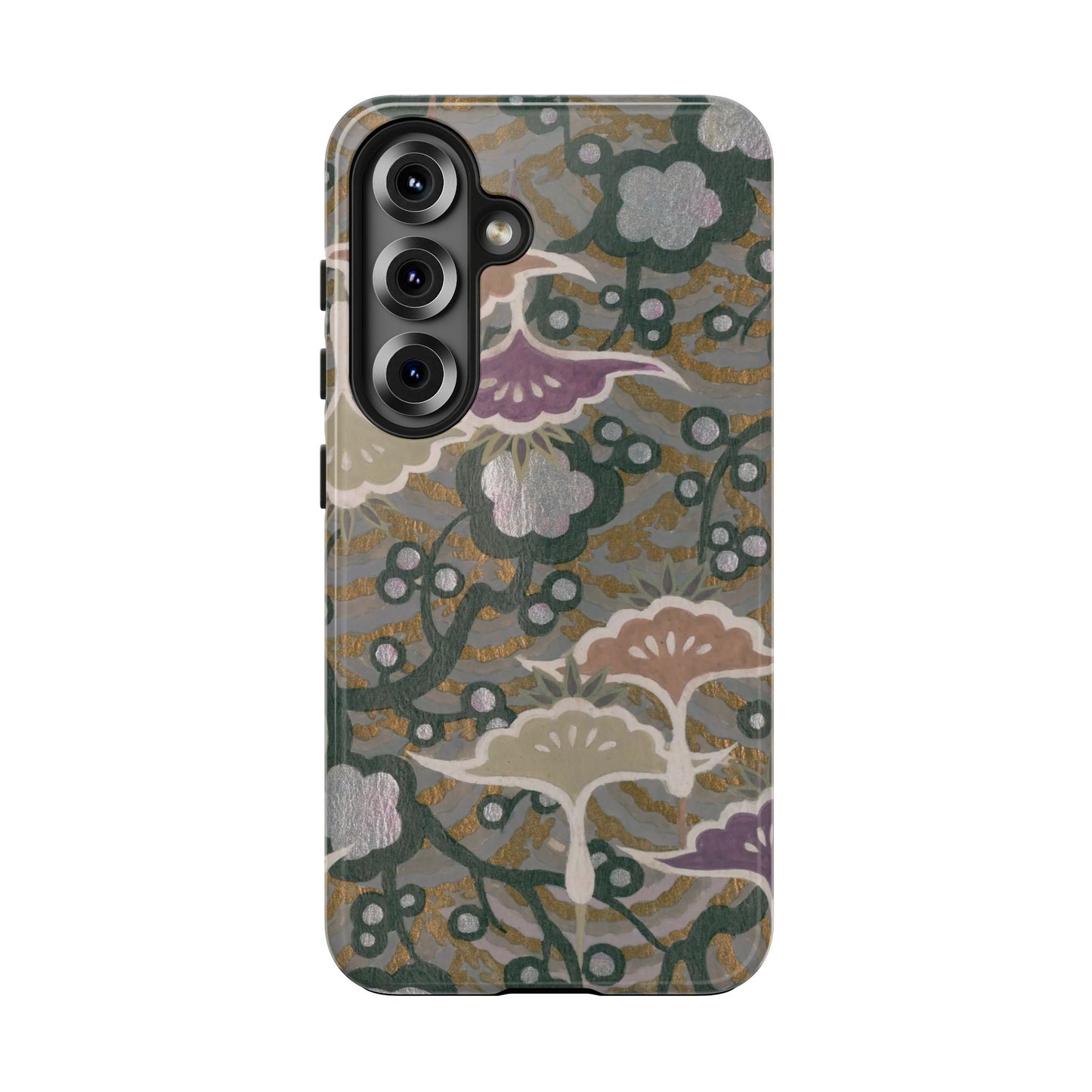 Meiji Era Dancing Cranes & Plum Phone Case | 1901 Zuan Hyakushu | Gold & Silver Japanese Art