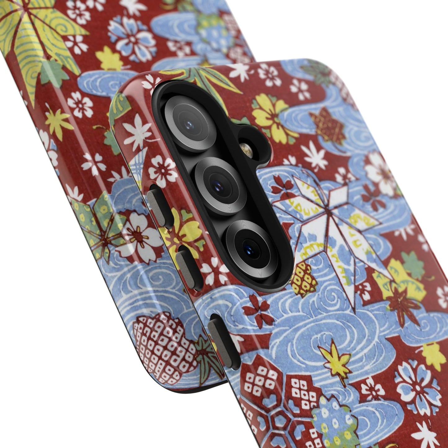 Taisho Umbrella Tales | 1926 Sakura, Momiji & Flowing Water Phone Case | Vintage Chiyogami Art