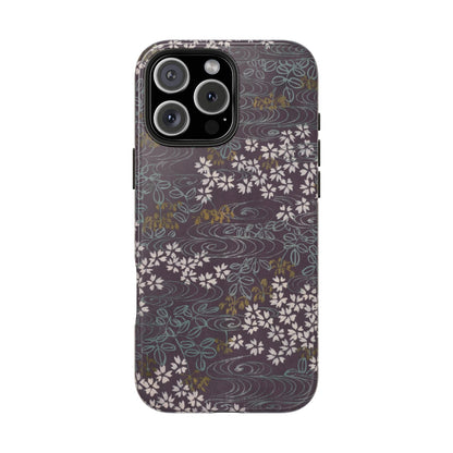 Meiji Era Sakura River Phone Case | 1901 Zuan Hyakushu | Wisteria Purple Japanese Art