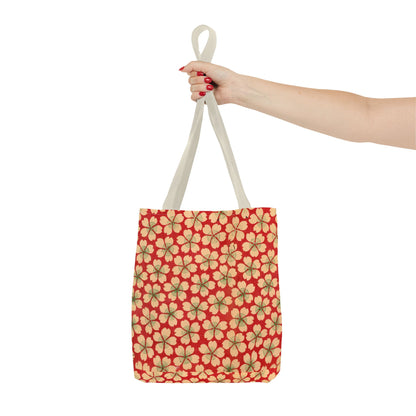Meiji Era Sakura Blossom Tote Bag | "Chiyogami Mihon" Japanese Archive Art | Red & White Floral