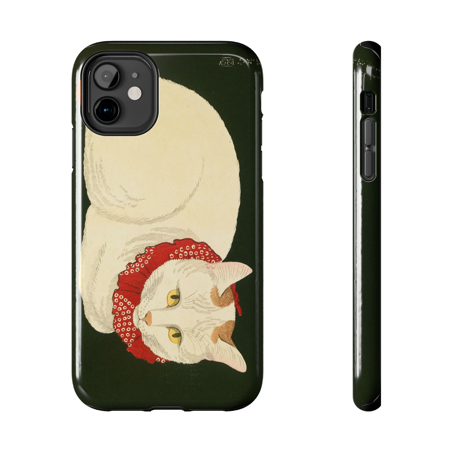 Taisho Era Lucky White Cat Phone Case | 1921 Japanese Woodblock Art | Zen Cat Design
