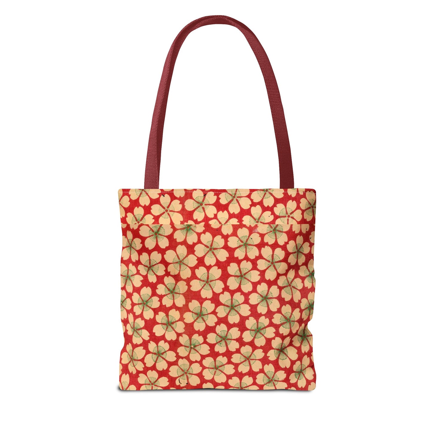 Meiji Era Sakura Blossom Tote Bag | "Chiyogami Mihon" Japanese Archive Art | Red & White Floral