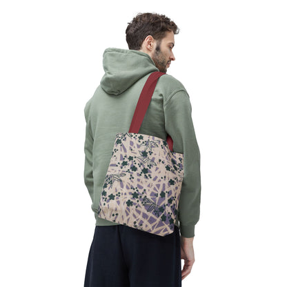 Meiji Era Bamboo & Flower Tote Bag | 1901 Zuan Hyakushu | Purple & Green Japanese Art
