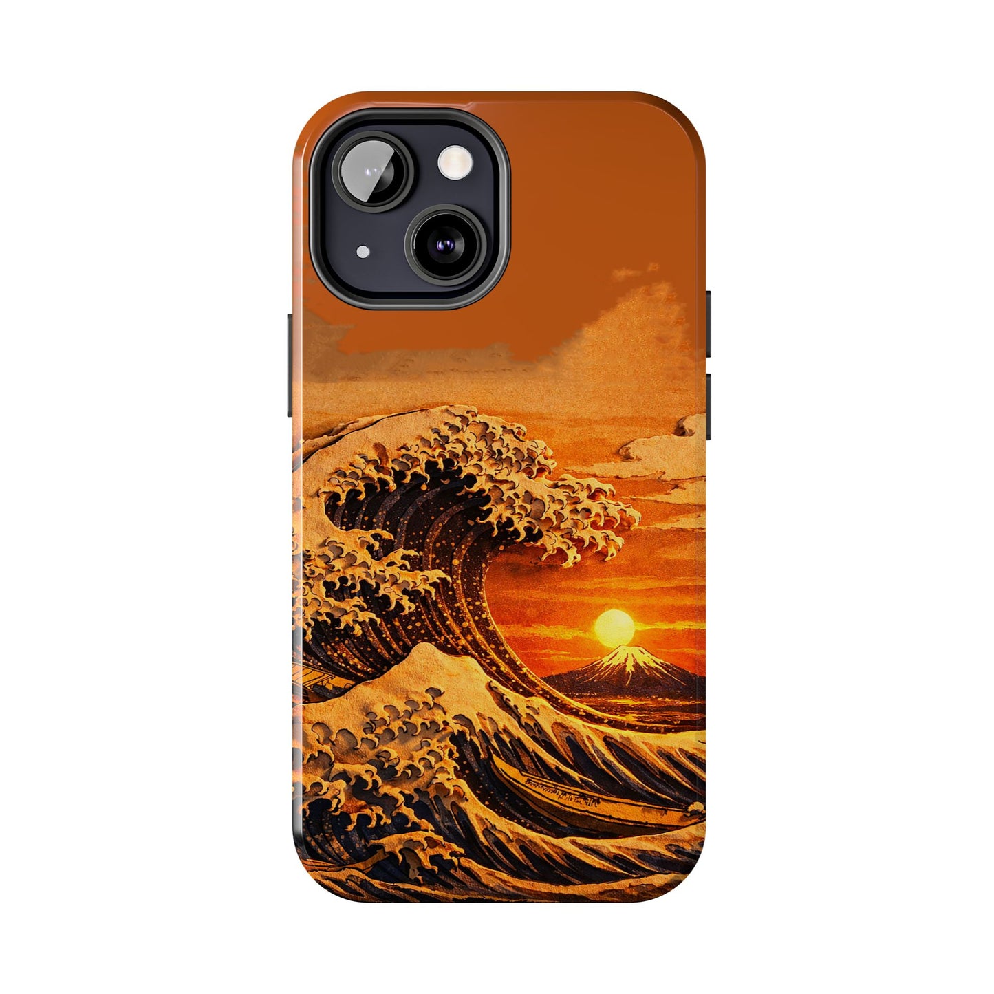 Japanese Great Wave Sunset Phone Case | Hokusai 3D Art Sunset Glow | Edo Era Masterpiece