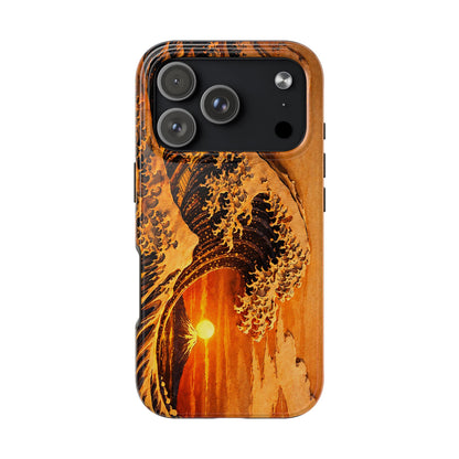 Golden Wave Tough Phone Case – Hokusai Sunset Japanese Art